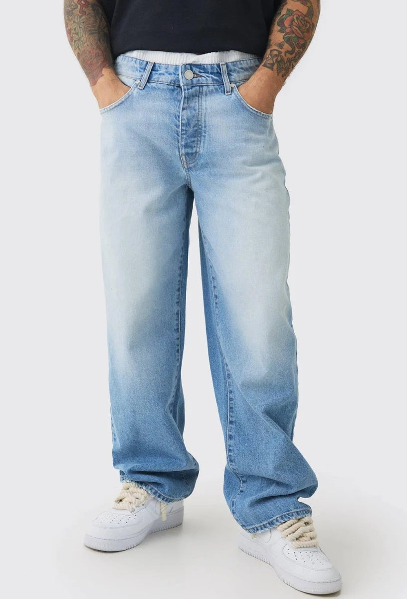CAD CART ARTICLE #4546 Men's Baggy Rigid Double Waistband Jeans